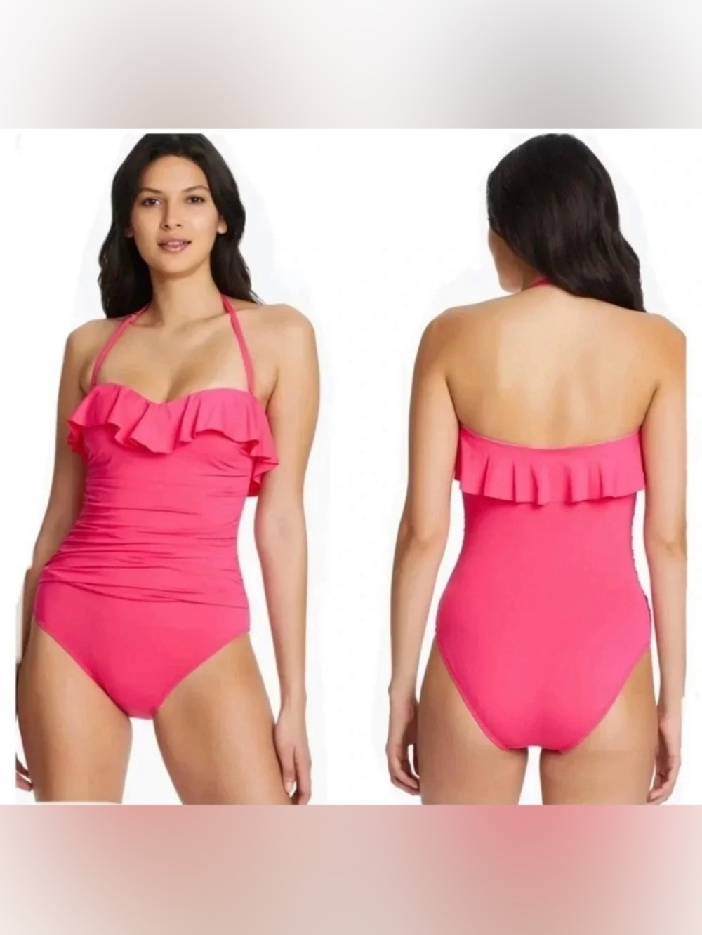 Bleu Rod Beattie ONE PIECE BANDEAU SWIMSUIT RUFFLED